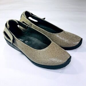 Arcopedico L58 Flats Womens 40/9 Taupe/Beige Crackle Leather Comfort Casual Shoe